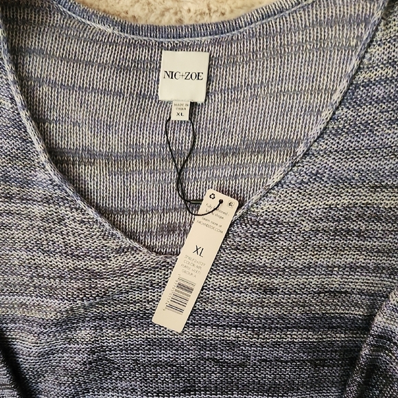 NWT NIC+ZOE Women's V-Neck Sweater in Blue Gradient-Size XL - Picture 2 of 4